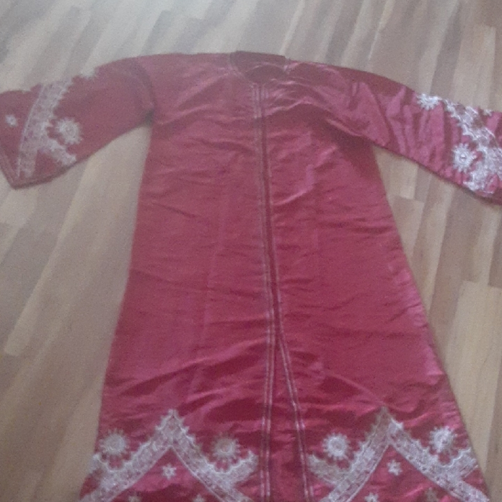 Chic Long Sleeve Red Embroidered Dress